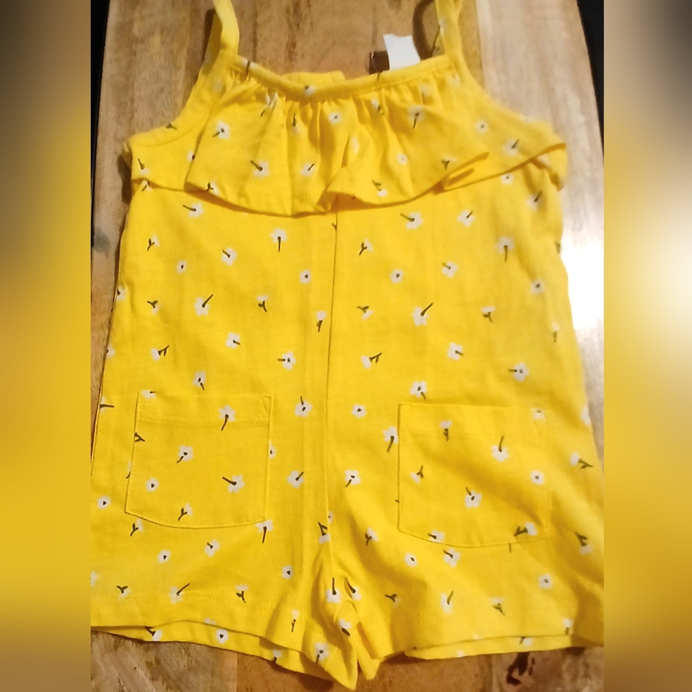 LCW BABY summertime vibrant yellow with flowers romper, NWT, 9-12m